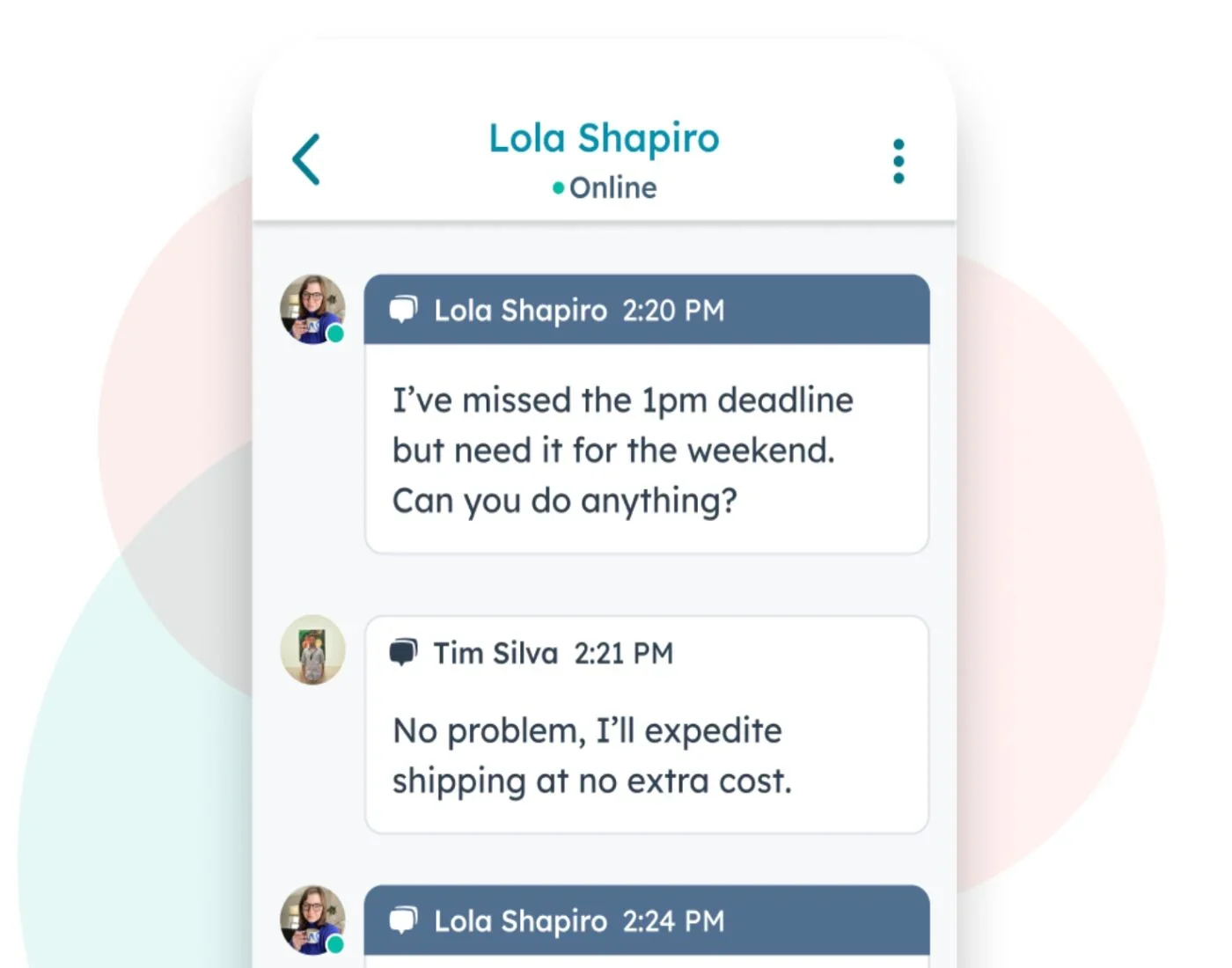 Client live chat feature.