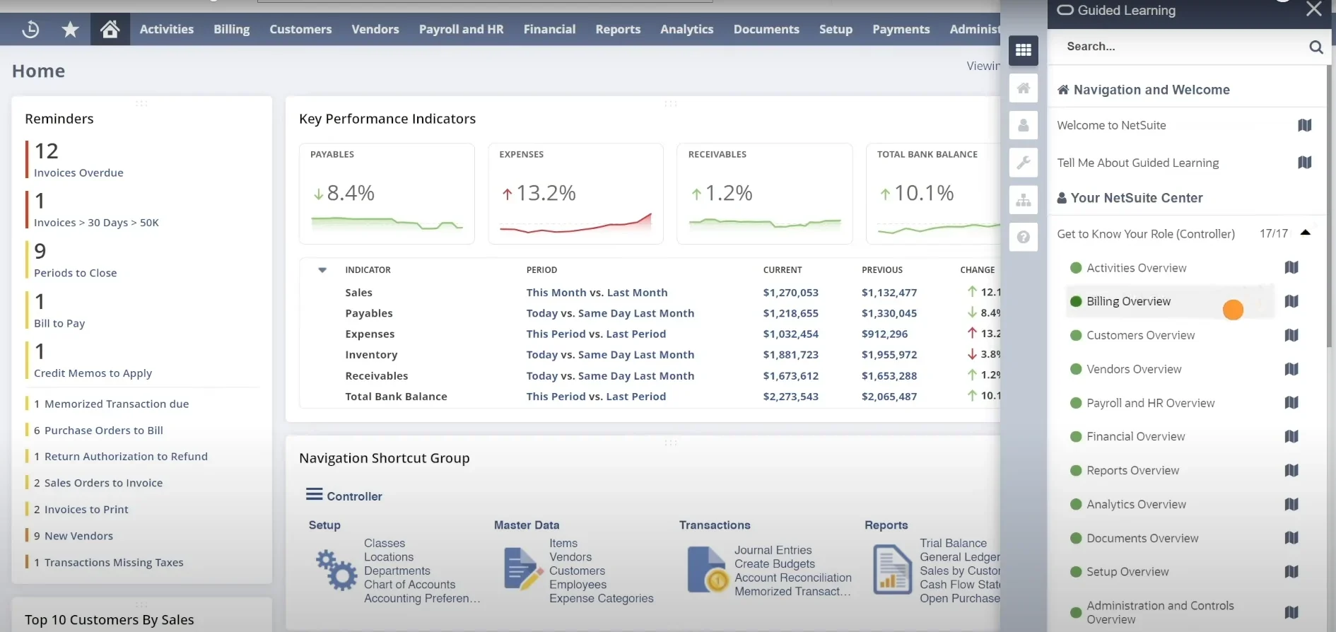 Users can access role-specific guidance within the NetSuite software.