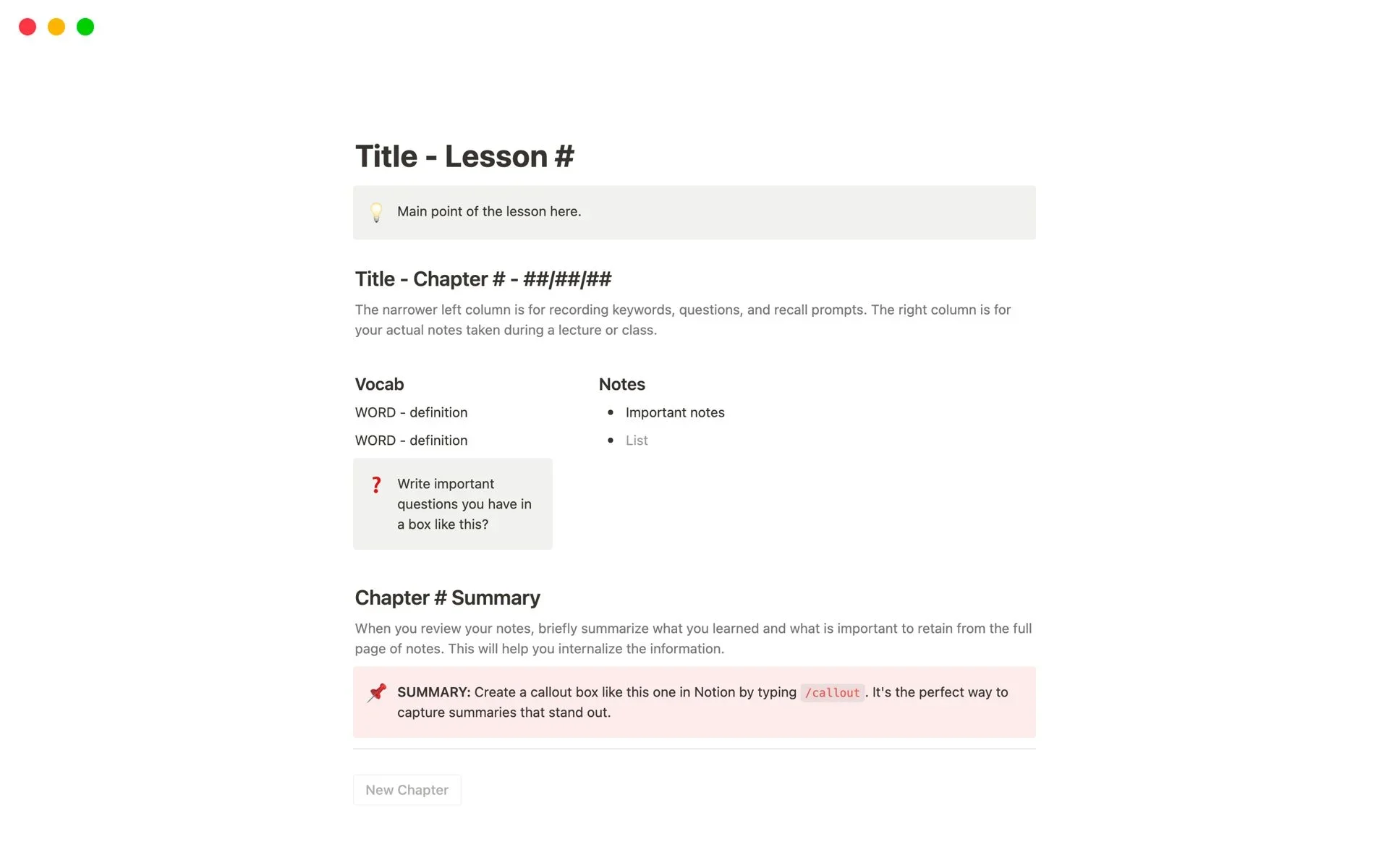 Notion note template. Image: Notion.