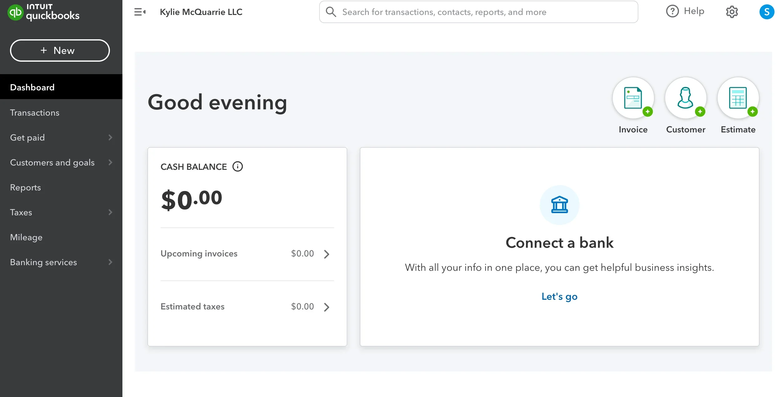 From the QuickBooks Solopreneur dashboard, individual business owners can manage customer contact information, generate invoices, categorize expenses and set basic financial goals.