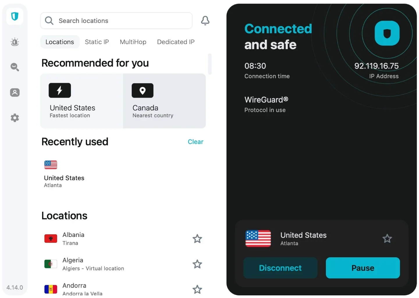 The Surfshark VPN interface is relatively simple to navigate.