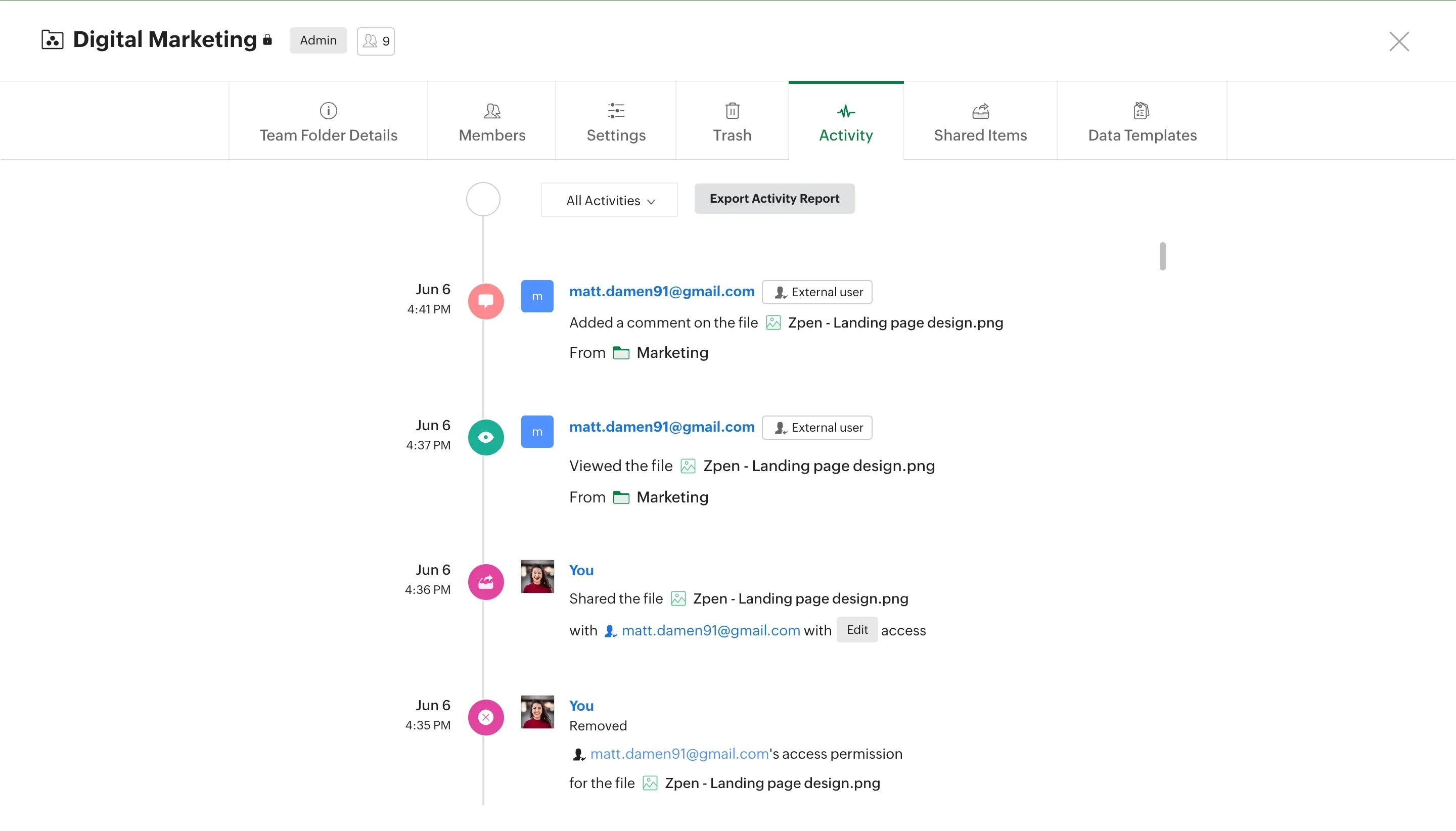 Zoho Activities