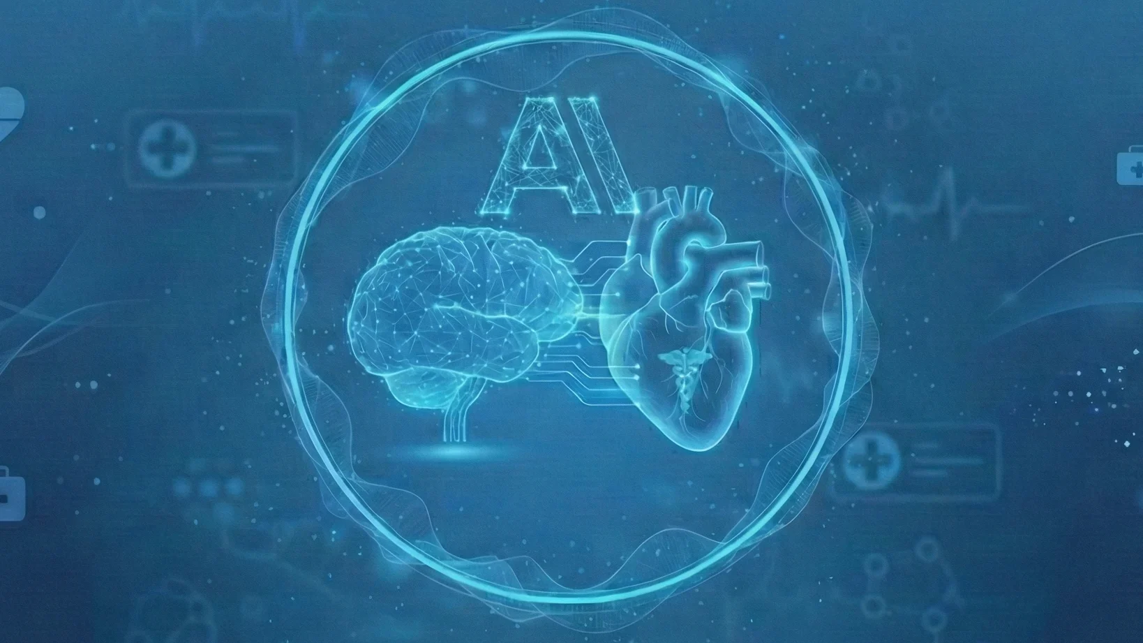 AI hologram with brain and heart.