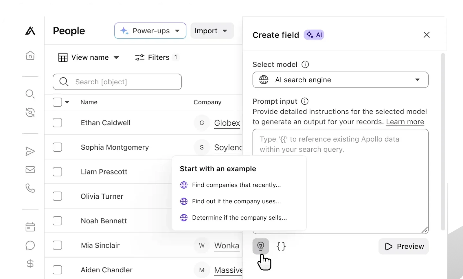 Apollo.io lets reps build AI-driven queries to surface and qualify leads directly within the platform.